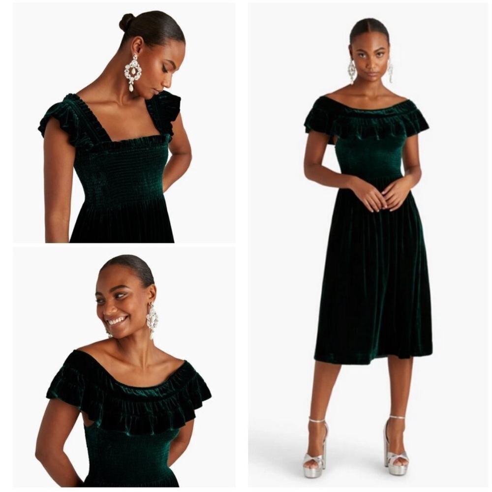 Hill House Home Akilah Nap Dress in Emerald Green Velvet, Medium